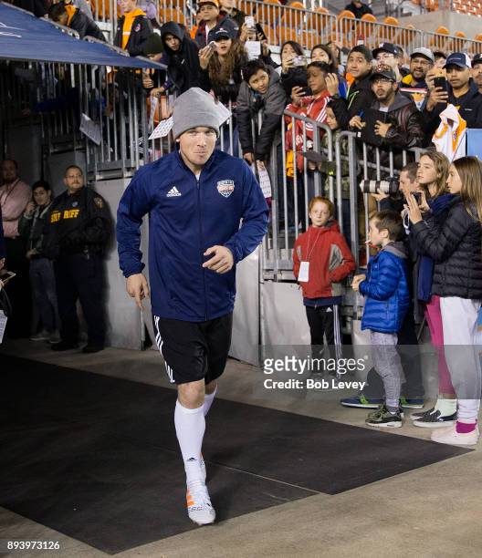 Alex Bregman of the Houston Astros is introduced during the Kick In For Houston Charity Soccer Match at BBVA Compass Stadium on December 16, 2017 in...