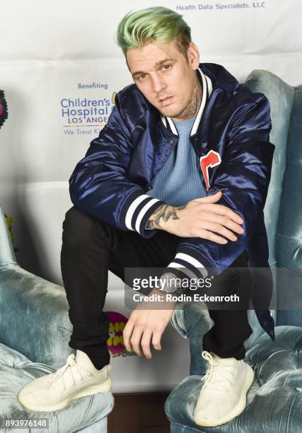 Singer Aaron Carter attends "The Night Time Show" Holiday Special benefiting Children's Hospital Los Angeles hosted by Stephen Kramer Glickman at...