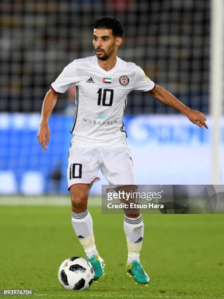 Mbark Boussoufa of Al Jazira in action during the FIFA Club World Cup UAE 2017 third place play off match between Al Jazira and CF Pachuca at the...