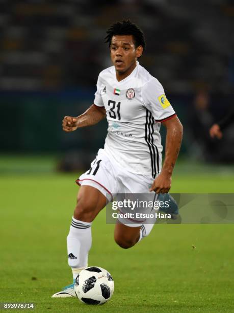 Romarinho of Al Jazira in action during the FIFA Club World Cup UAE 2017 third place play off match between Al Jazira and CF Pachuca at the Zayed...