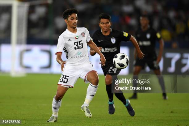 Abdalla Ramadan of Al Jazira in action during the FIFA Club World Cup UAE 2017 third place play off match between Al Jazira and CF Pachuca at the...