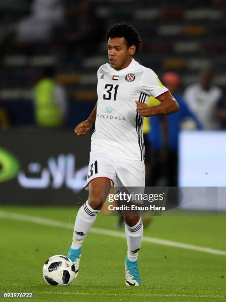 Romarinho of Al Jazira in action during the FIFA Club World Cup UAE 2017 third place play off match between Al Jazira and CF Pachuca at the Zayed...
