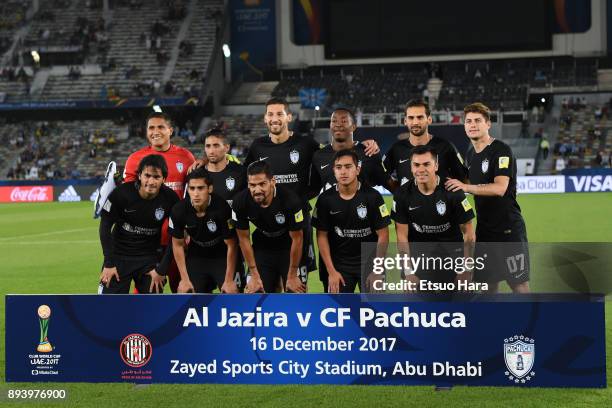 Players of Pachuca line up for the team photos prior to the FIFA Club World Cup UAE 2017 third place play off match between Al Jazira and CF Pachuca...