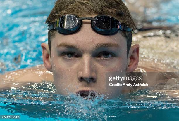 Duncan Scott of Great Britain during the Men's 100m Freestyle Semi-Final at the European Short Course Swimming Championships on December 16, 2017 in...