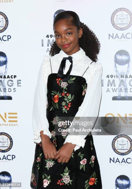 Actresss Marsai Martin attends the 49th NAACP Image Awards Nominees' luncheon at The Beverly Hilton Hotel on December 16, 2017 in Beverly Hills,...