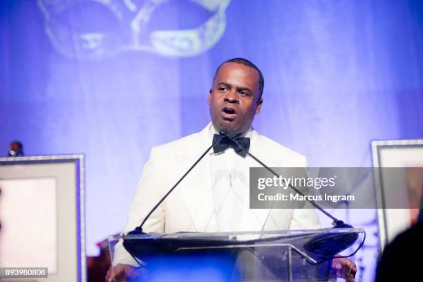 Mayor Kasim Reed speaks onstage during the 34th Annual UNCF Atlanta Mayor's Masked Ball at Atlanta Marriott Marquis on December 16, 2017 in Atlanta,...