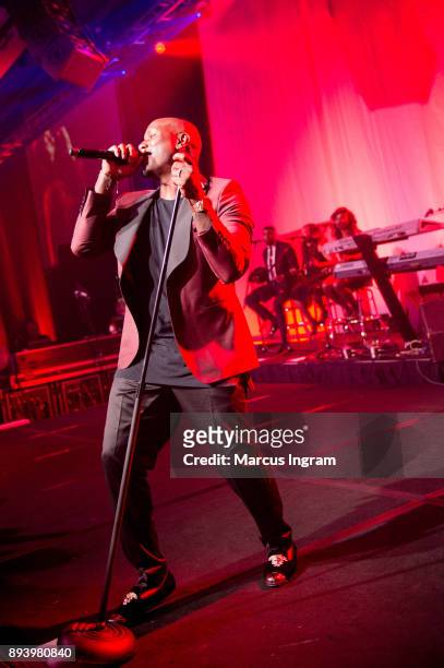 Singer Tyrese Gibson performs onstage during the 34th Annual UNCF Atlanta Mayor's Masked Ball at Atlanta Marriott Marquis on December 16, 2017 in...