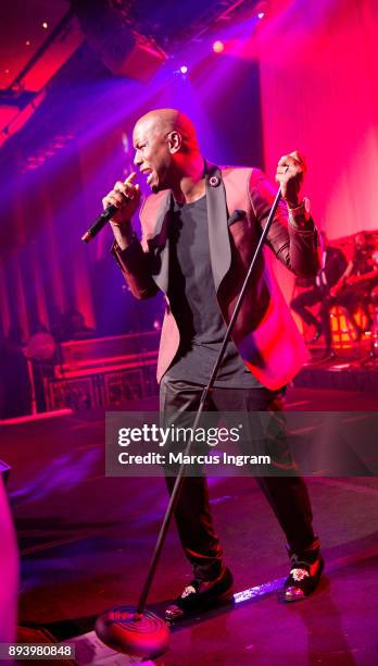 Singer Tyrese Gibson performs onstage during the 34th Annual UNCF Atlanta Mayor's Masked Ball at Atlanta Marriott Marquis on December 16, 2017 in...