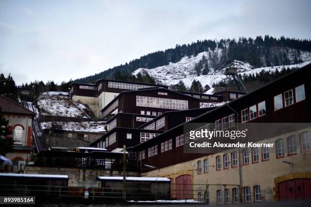 General view of the Rammelsberg mine which offers a two day underground Christmas market in the former Rammelsberg mine on December 16, 2017 in...