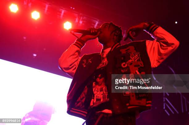 Travis Scott performs during Power 106 FM's Cali Christmas at The Forum on December 16, 2017 in Inglewood, California.
