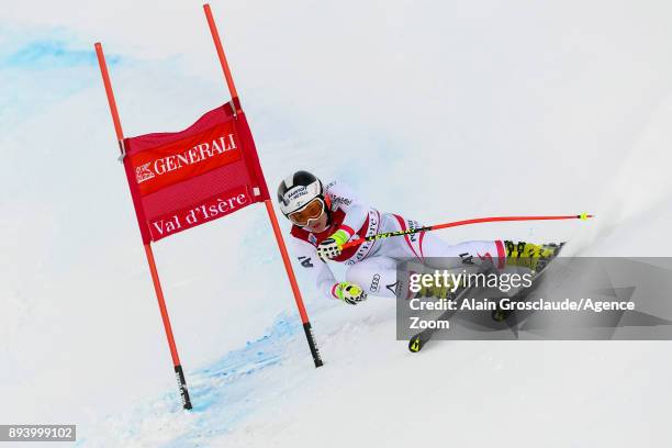 Nicole Schmidhofer of Austria competes during the Audi FIS Alpine Ski World Cup Women's Super G on December 17, 2017 in Val-d'Isere, France.