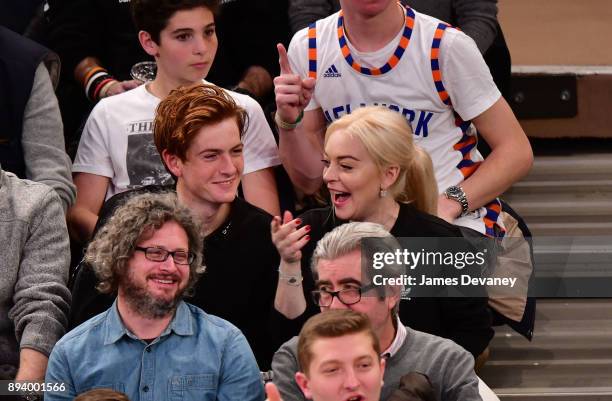 Cody Lohan and Lindsay Lohan attend the Oklahoma City Thunder Vs New York Knicks game at Madison Square Garden on December 16, 2017 in New York City.