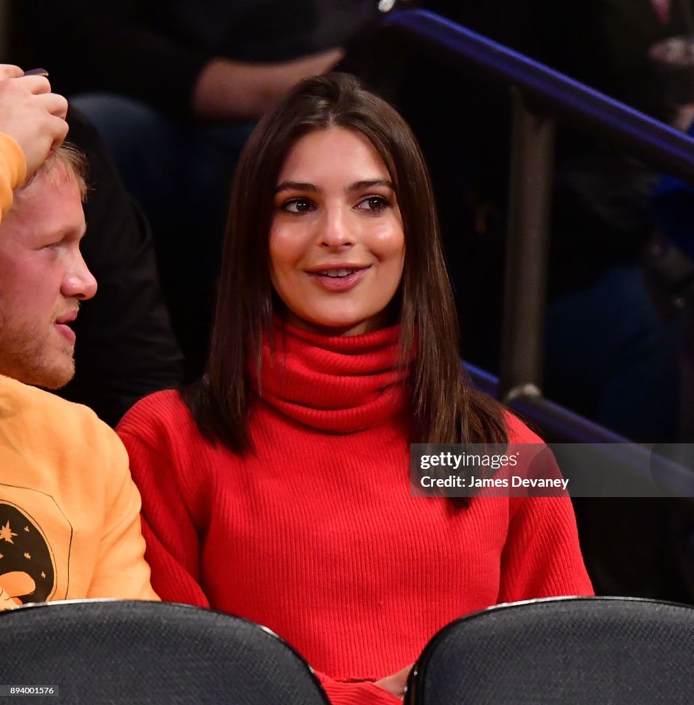 Emily Ratajkowski attends the Oklahoma City Thunder Vs New York... News