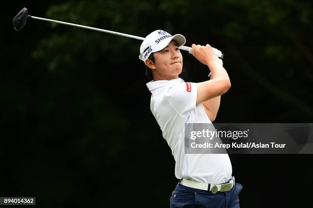 Younghan Son of Korea pictured during final round of the 2017 Indonesian Masters at Royale Jakarta Golf Club on December 17, 2017 in Jakarta,...