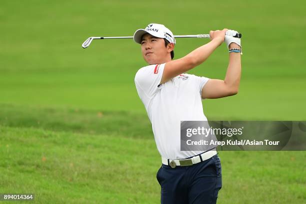 Younghan Son of Korea pictured during final round of the 2017 Indonesian Masters at Royale Jakarta Golf Club on December 17, 2017 in Jakarta,...