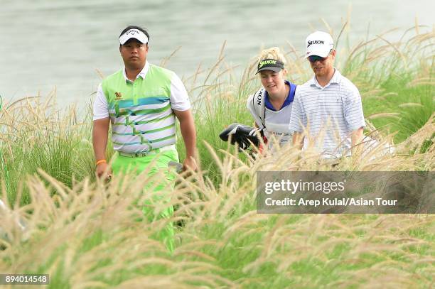 Kiradech Aphibarnrat of Thailand pictured during final round of the 2017 Indonesian Masters at Royale Jakarta Golf Club on December 17, 2017 in...