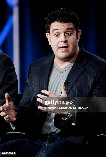 Host Adam Richman of "Man V. Food" speaks during the Travel Chanel portion of the 2009 Summer Television Critics Association Press Tour at the...