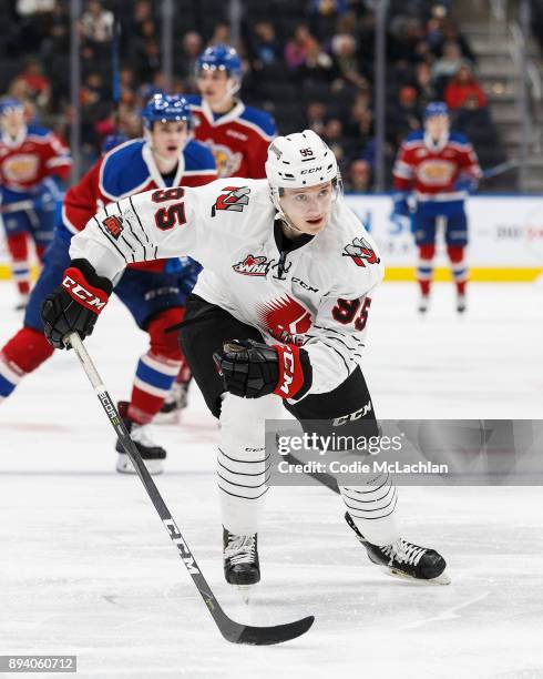 Dmitri Zaitsev of the Moose Jaw Warriors skates against the Edmonton Oil Kings at Rogers Place on December 7, 2017 in Edmonton, Canada.