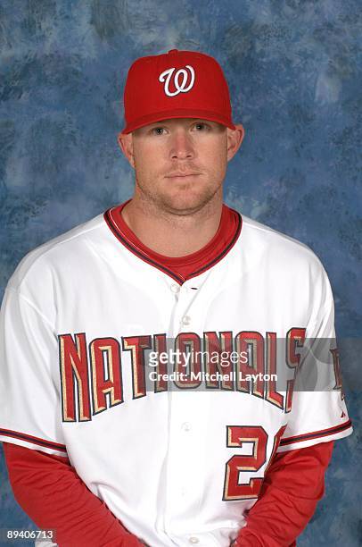 Logan Kensing of the Washington Nationals poses for a head shot before a baseball game against the San Diego Padres on July 24, 2009 at Nationals...