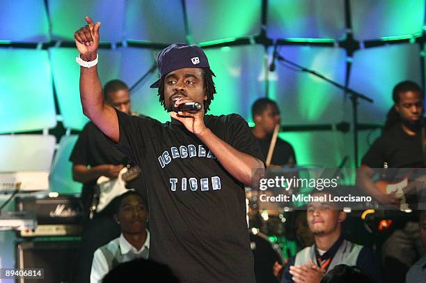 Rapper Wale performs during BET's "Rising Icons" presented by Grey Goose at BET Studios on July 28, 2009 in New York City.