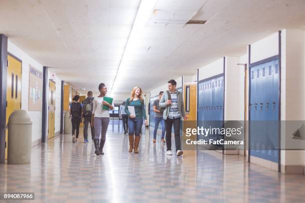 high school hallway - high school stock pictures, royalty-free photos & images