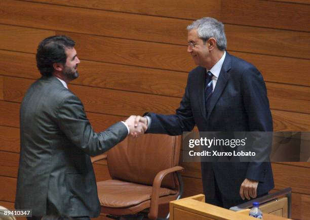 Santiago de Compostela, Galicia Investidure of Emilio Perez Tourino, who has been chosen Xunta de Galicia President. In this photo he is receiving...