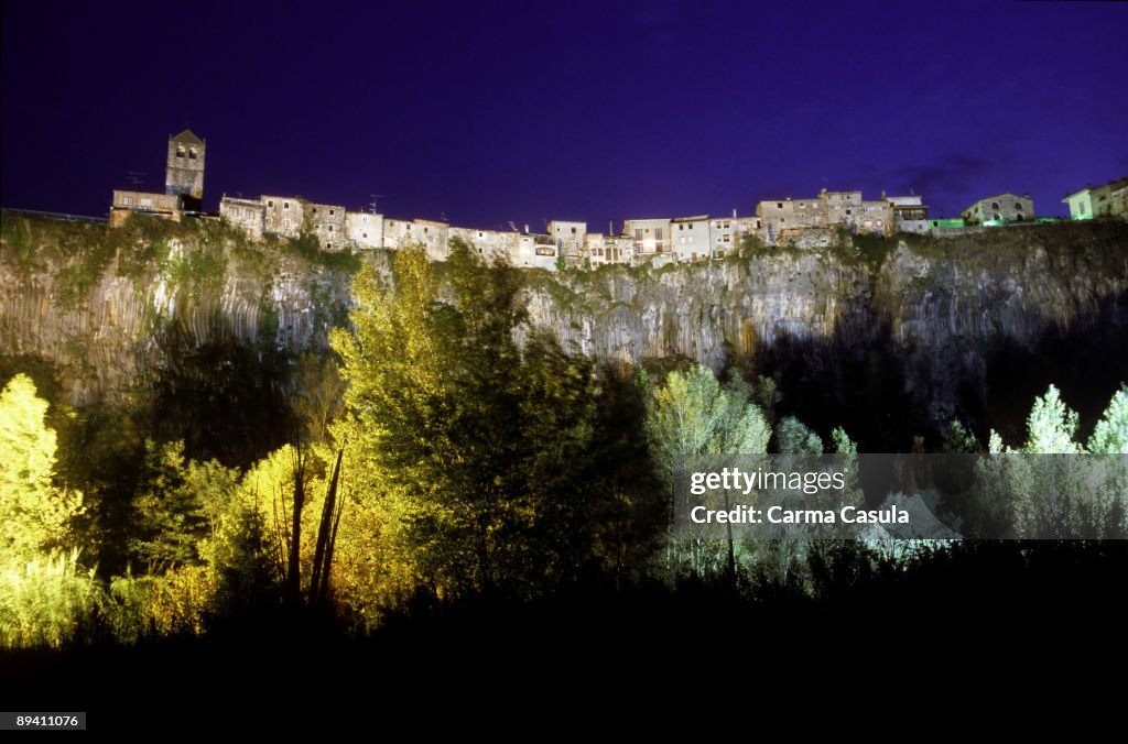 Castellfollit de la Roca, Girona. Cataluna (Spain) Night view in Castellfollit de Roca.