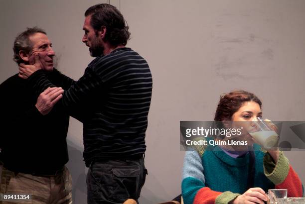 April 10, Valle Inclan Theatre, Madrid, Spain. Dress rehearsal of the play 'Mujeres sonaron caballos' , written and directed by Daniel Veronese, in a...