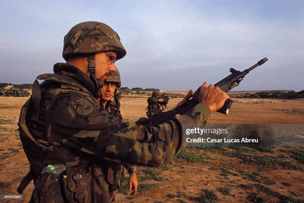 Millan Astray Barrack, Melilla (Spain) The Spanish Legion. Practices of shot with a CETME. The Legion. Quartering Millan Astray, Melilla.