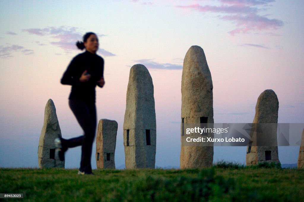 Sculptures of Manolo Paz. Menhirs. Tower of Hercules. A Coruna.