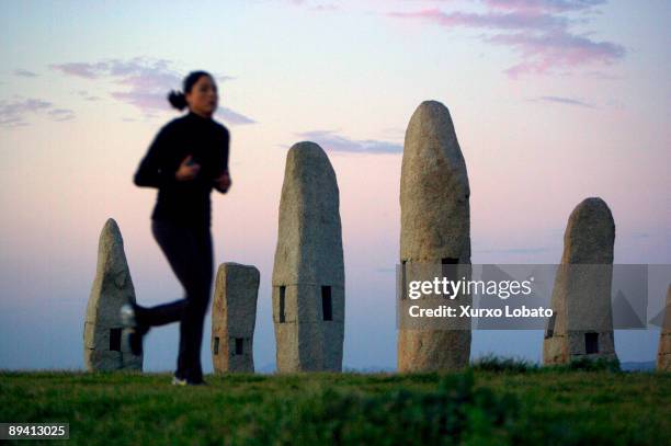 Sculptures of Manolo Paz. Menhirs. Tower of Hercules. A Coruna.