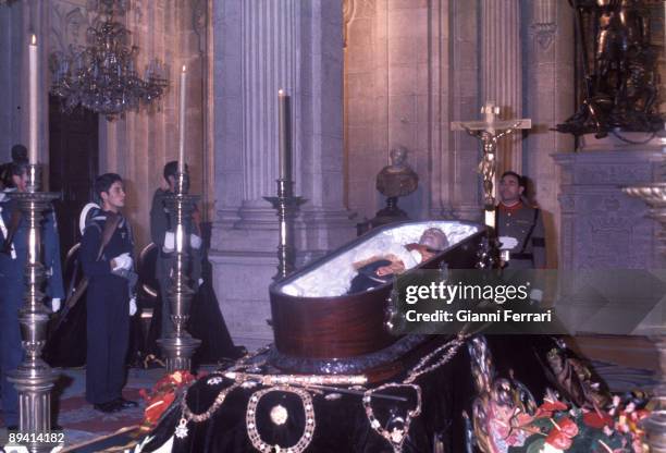 Madrid. Spain. Death of Franco. Image of Franco during his burial.