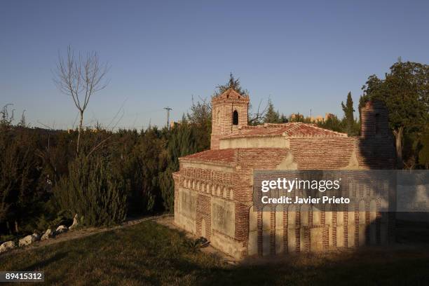 March 09, 2007. Olmedo, Valladolid, Castilla y Leon, Spain. Reproduction to scale of the San Juan Baptist 's church of Freno el Viejo in Valladolid,...