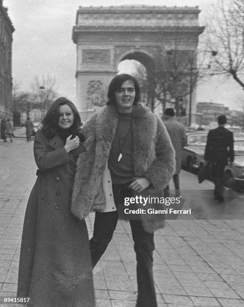 January 01, 1970. Paris, France. Honeymoon travel of the singer and actress Rocio Durcal and her husband, the singer Antonio Morales "Junior". At the...