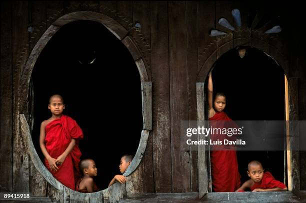 February 2006. Amarapura, Myanmar. Burmese buddhist monks.