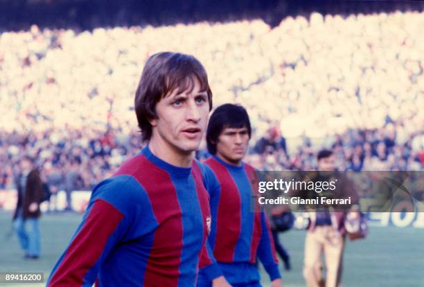 Barcelona in 1977. Johan Cruyff, soccer player.