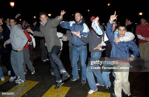 March, 2006. Moncloa, Madrid . Call to 'Macro Botellon' . The large police device used and the rain avoided many young people gatherings to drink...