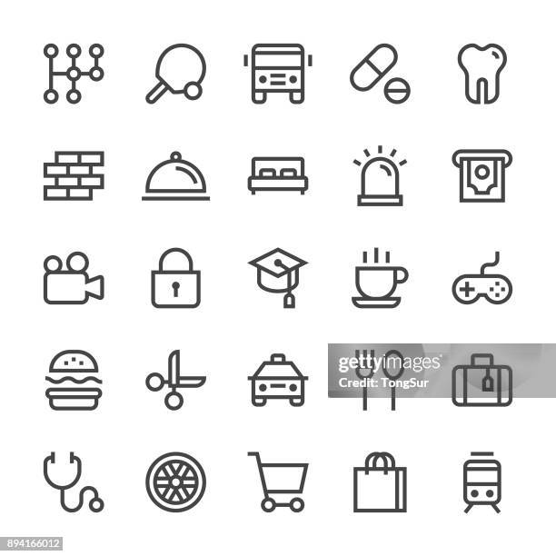public navigation icons - mediumx line - school cafeteria stock illustrations