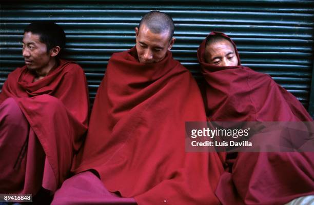 February 2006. Amarapura, Myanmar. Pacific demonstration against the military regime. Burmese buddhist monks.