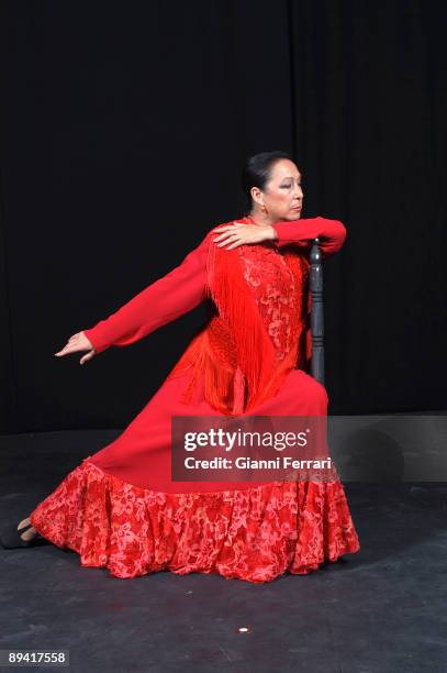 Portrait of Cristina Hoyos, flamenco dancer.