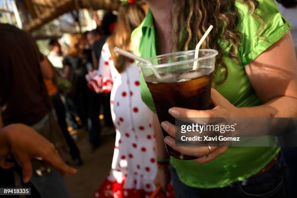 Jerez de la Frontera, Cadiz, Andalucia, Spain. It trades of Jerez. In the image, woman with beverage