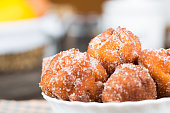 Homemade fritters with sugar