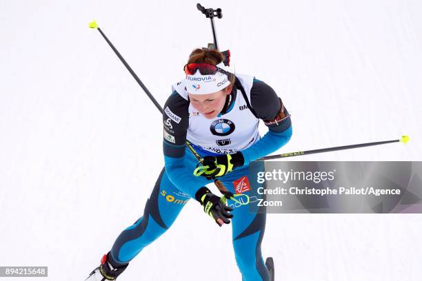 Justine Braisaz of France in action during the IBU Biathlon World Cup Men's and Women's Mass Start on December 17, 2017 in Le Grand Bornand, France.