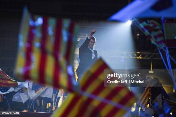 Leader of the center right party Ciudadanos, Albert Rivera, addresses a rally ahead forthcoming Catalan parliamentary election on December 17, 2017...