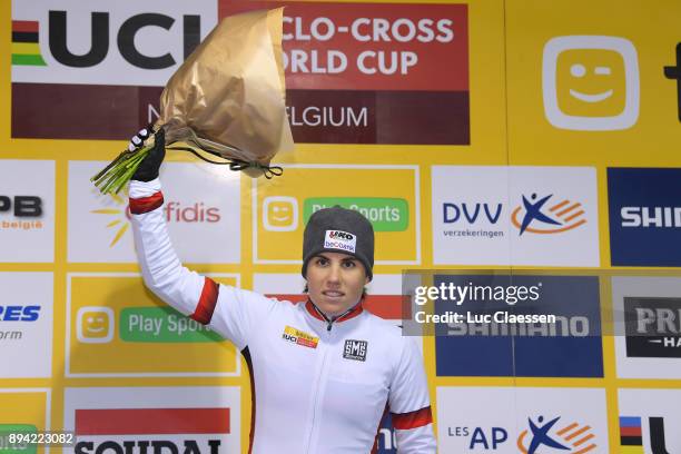 9th WC Namur 2017 / Women Podium / Sanne CANT White UCI Cyclocross Leader Jersey / Celebration / Women / World Cup /