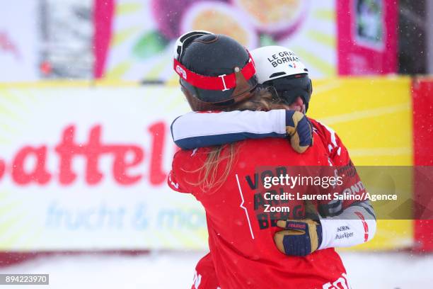 Nelly Moenne Loccoz and Chloe Trespeuch of France take 1st place during the FIS Freestyle Ski World Cup, Men's and Women's Ski Snowboardcross on...