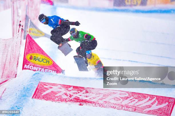 Hagen Kearney of USA competes, Paul Berg of Germany competes during the FIS Freestyle Ski World Cup, Men's and Women's Ski Snowboardcross on December...