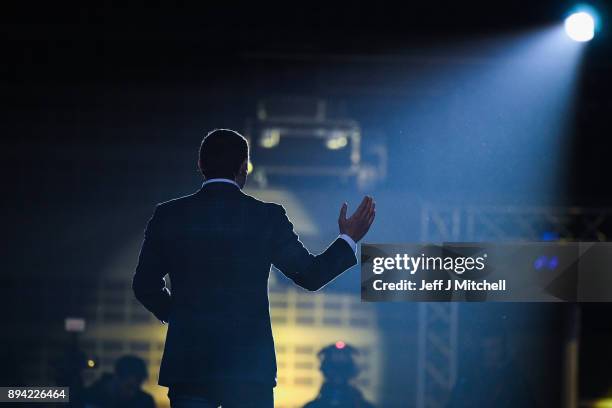 Leader of the center right party Ciudadanos, Albert Rivera, addresses a rally ahead of the forthcoming Catalan parliamentary election on December 17,...