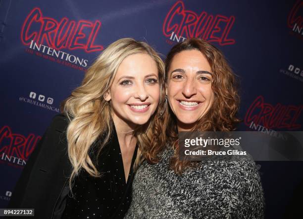 Sarah Michelle Gellar and Producer Eva Price pose backstage at the new musical based on the 1999 film "Cruel Intentions" at Le Poisson Rouge Theatre...