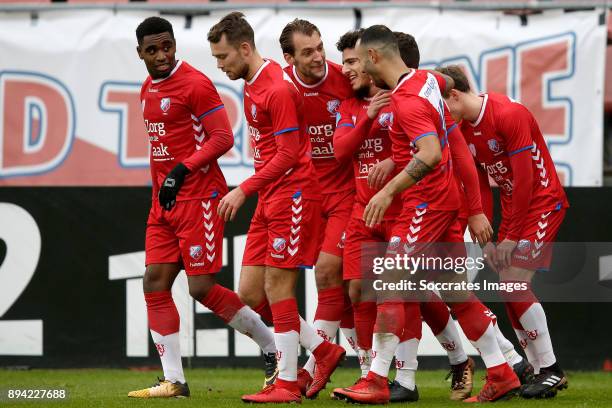 Yassin Ayoub of FC Utrecht celebrates 1-0 with Gyrano Kerk of FC Utrecht, Sander van de Streek of FC Utrecht, Willem Janssen of FC Utrecht, Sean...